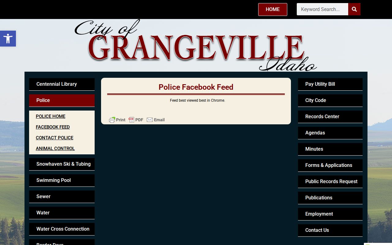 Official Grangeville Police social feed page