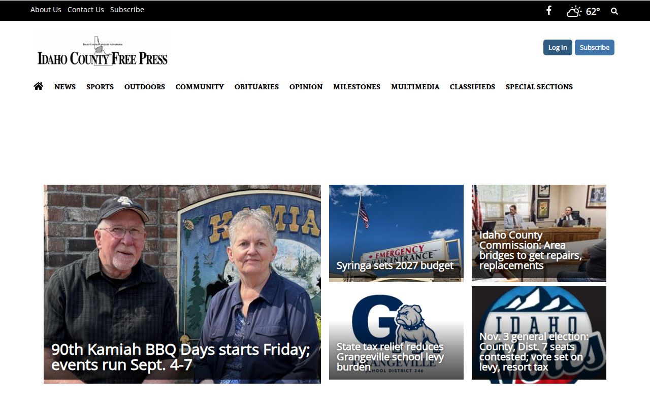 Idaho County Free Press current homepage